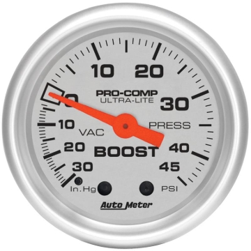 Picture of Autometer Ultra-Lite 52mm 30 IN HG/45 PSI Mechanical Boost/Vacuum Gauge
