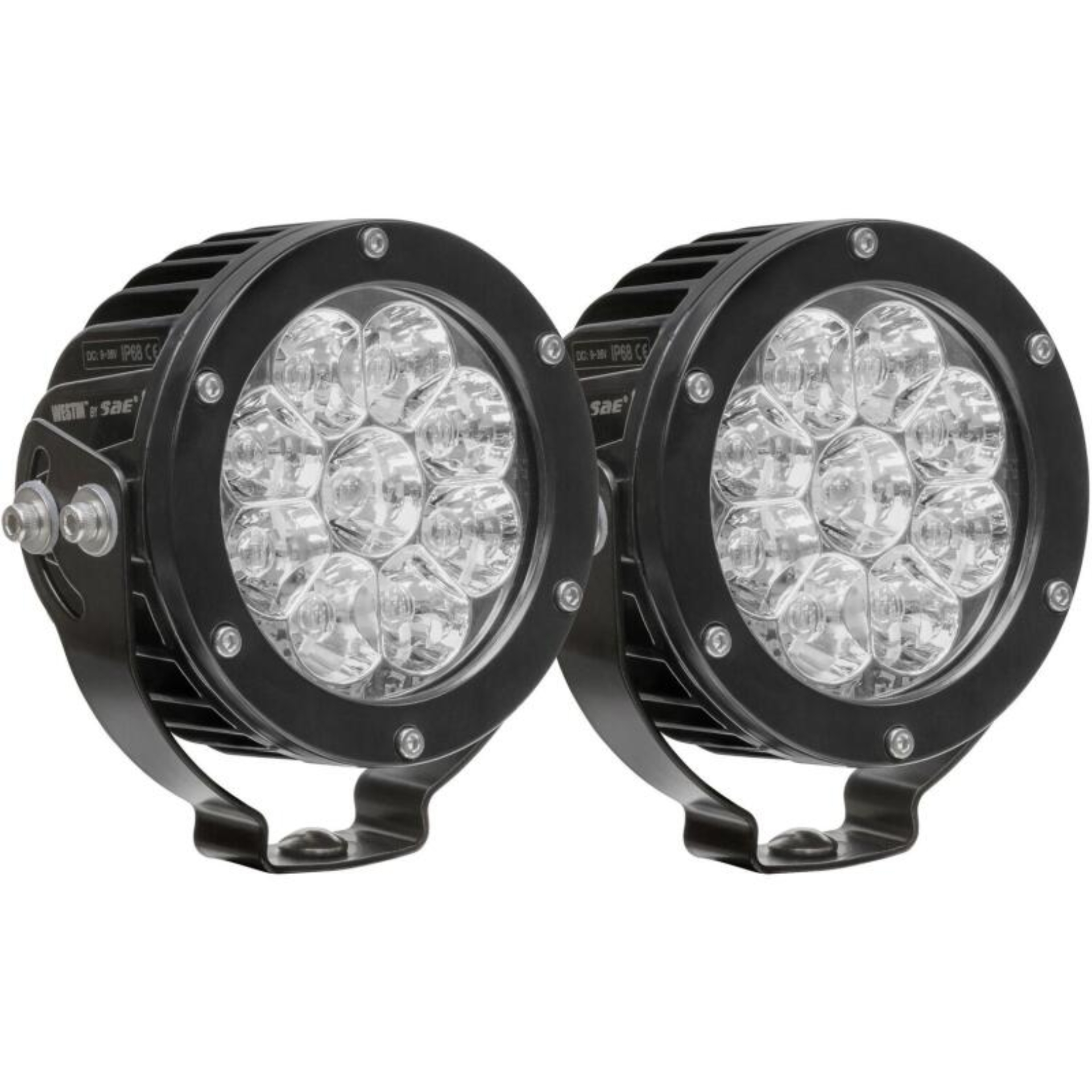 Picture of Westin Axis LED Auxiliary Light 4.75 inch Round Spot w/3W Osram (Set of 2) - Black