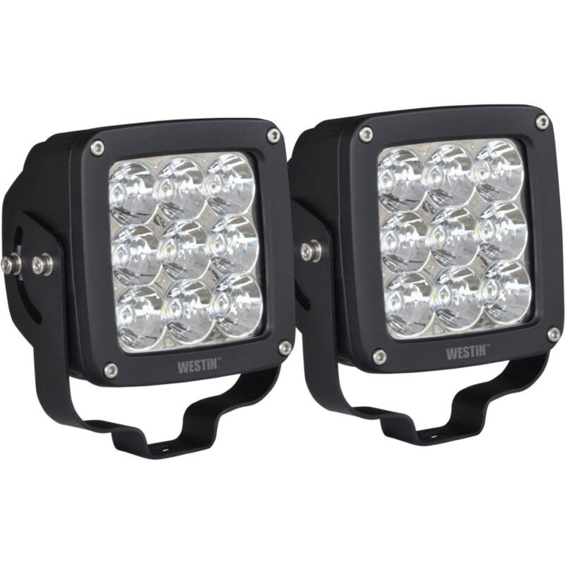 Picture of Westin Axis LED Auxiliary Light 4.5 inch x 4.5 inch Square Spot w/3W Osram (Set of 2) - Black