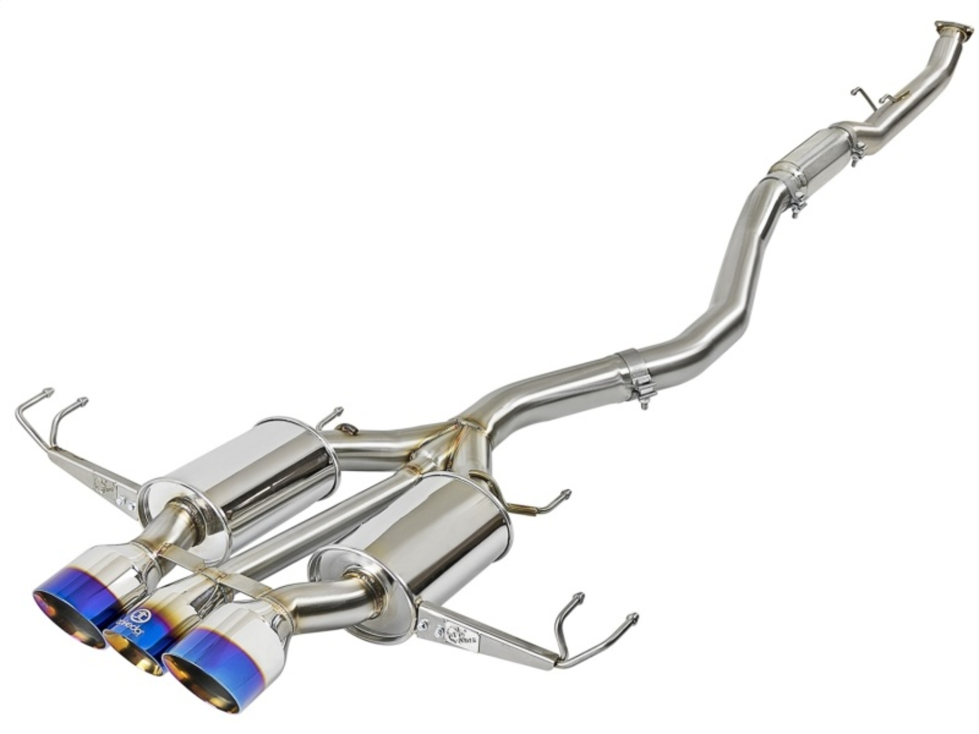 Picture of aFe Takeda 3in 304 SS Cat-Back Exhaust w/ Blue Flame Tips 2017+ Honda Civic Type R I4 2.0L (t)