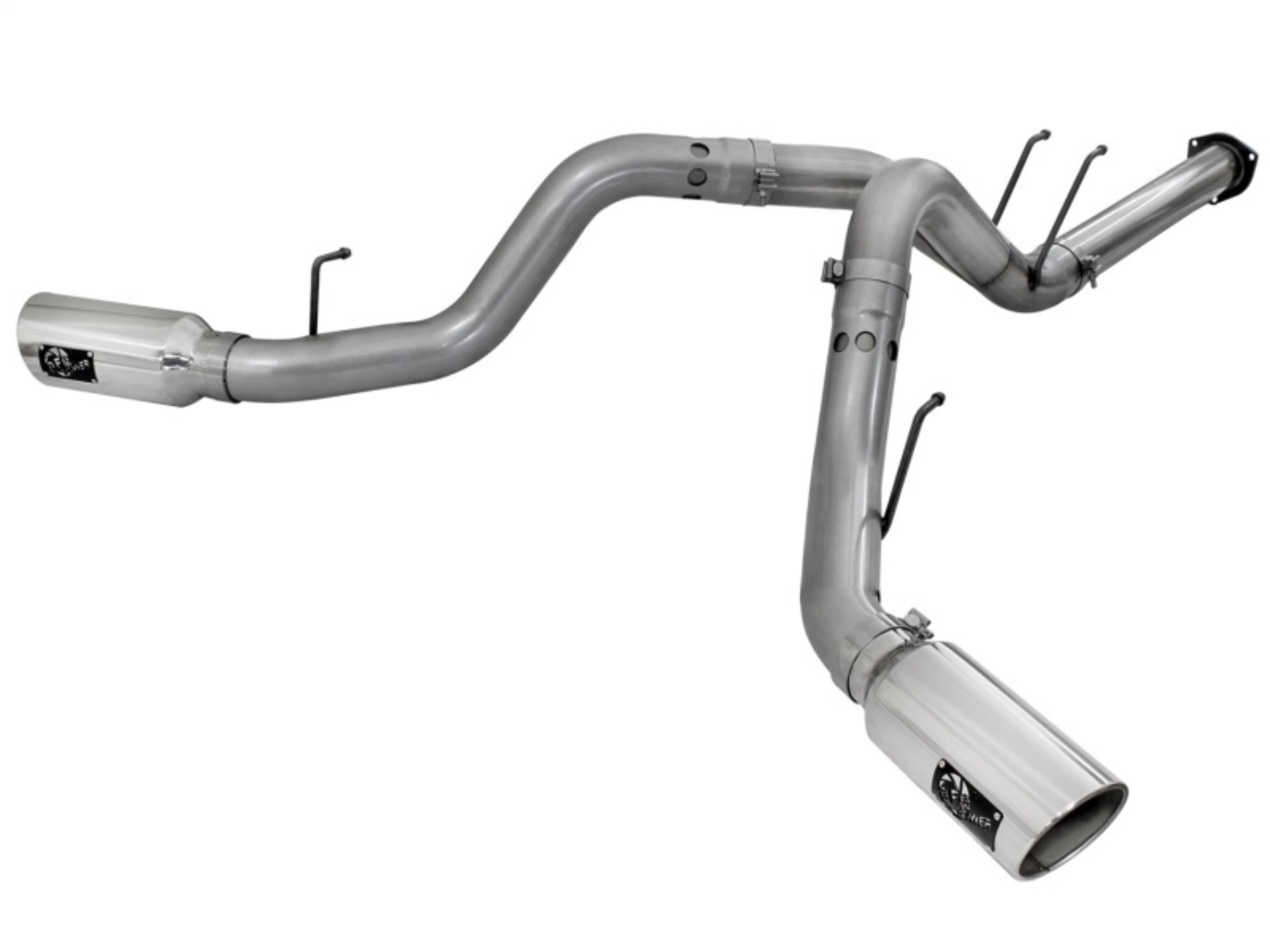 Picture of aFe LARGE BORE HD 4in 409-SS DPF-Back Exhaust w/Polished Tip 11-14 Ford Diesel Trucks V8-6.7L (td)
