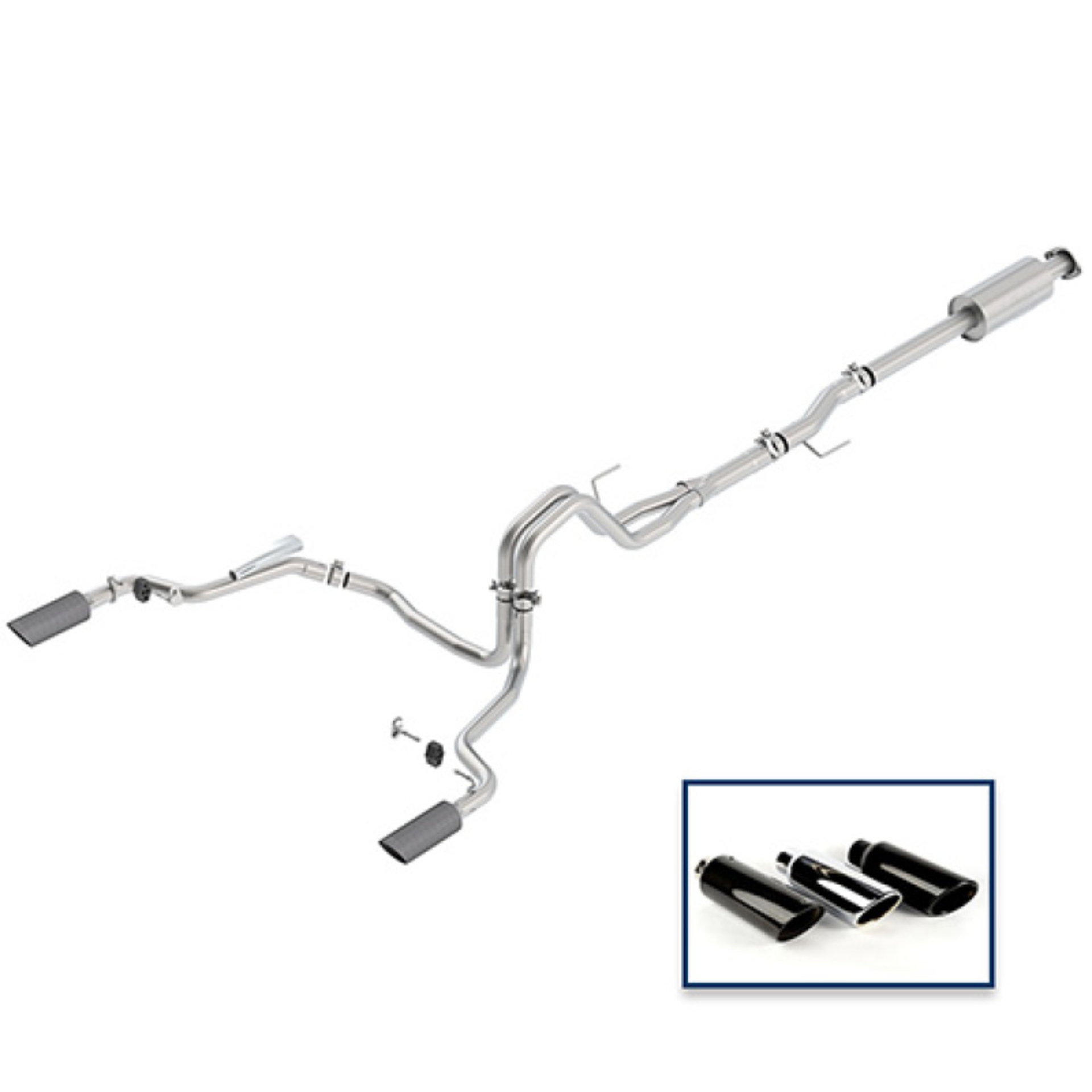Picture of Ford Racing 15-18 F-150 5.0L Cat-Back Extreme Exhaust System Rear Exit w/ Carbon Fiber Tips