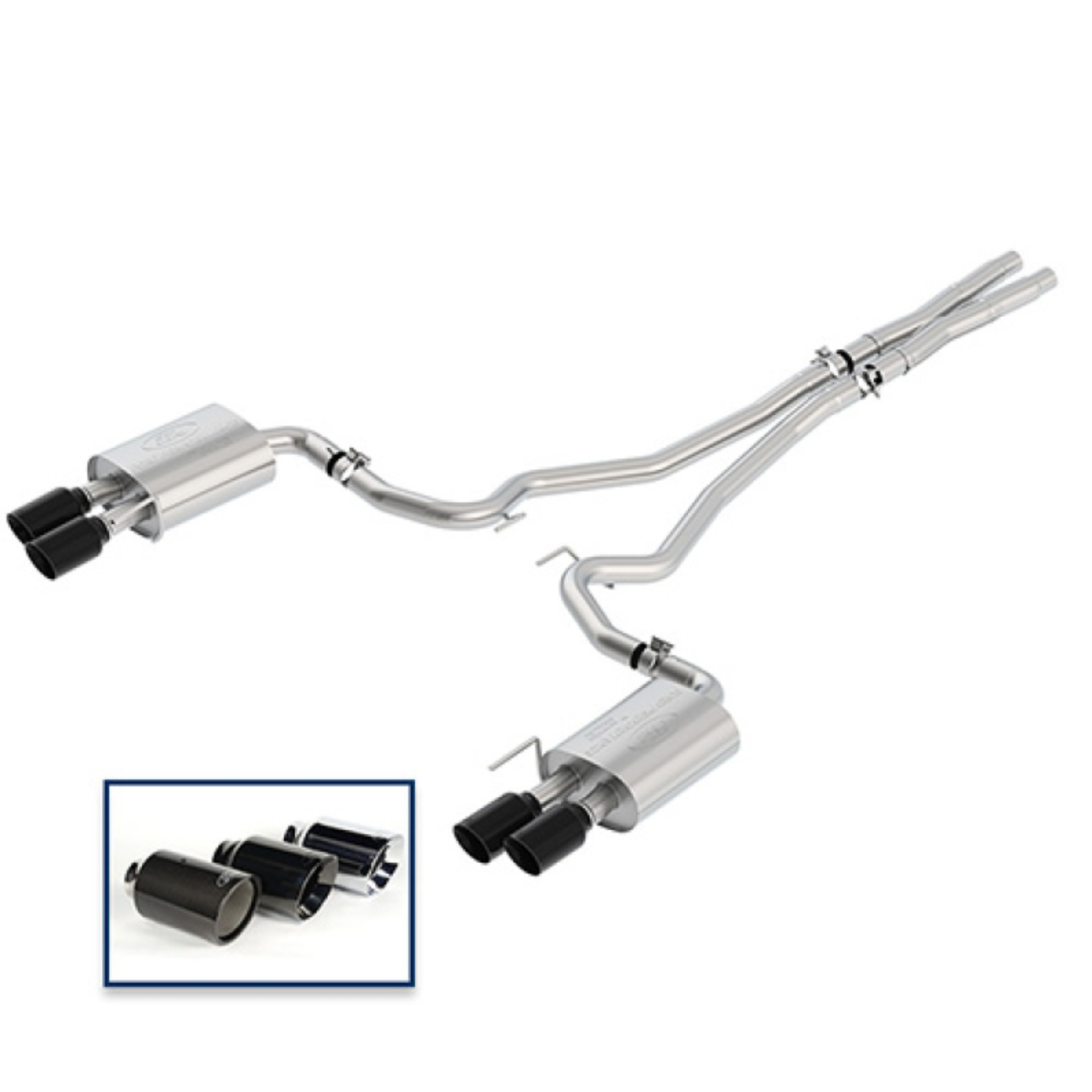 Picture of Ford Racing 2018+ Mustang GT 5.0L Cat-Back Extreme Exhaust System w/ Quad Black Chrome Tips