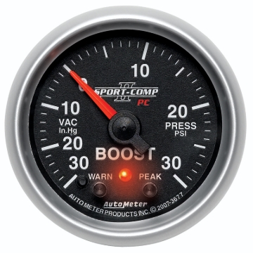 Picture of Autometer Sport-Comp II 52mm 30 IN HG / 30 PSI Electronic Boost/Vacuum Gauge