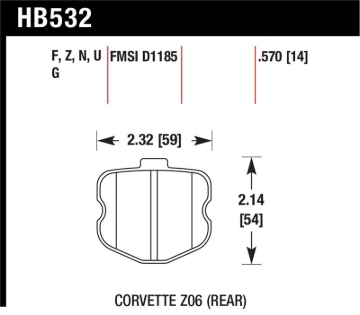 Picture of Hawk 06-10 Chevy Corvette (OEM Pad Design) Rear HP+ Street Brake Pads