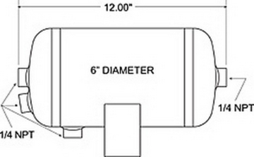 Picture of Firestone Air Tank 1 Gallon 6in. x 12in. L (4) 1/4in. NPT Ports 150 PSI Max - Black (WR17609244)