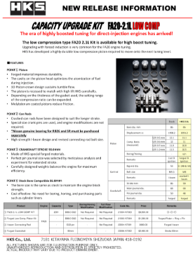 Picture of HKS PISTON KIT FA20 2.1L LOW COMP
