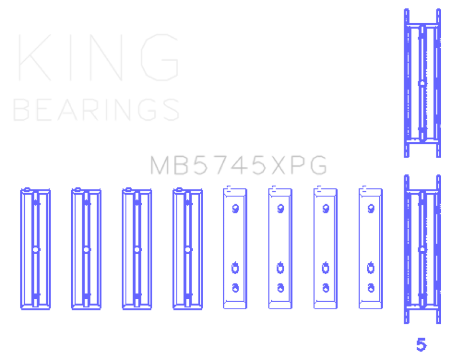 Picture of King Engine Bearings Subaru FA20 FB20 Performance Tri-Metal Main Bearing Set - Size +.025mm