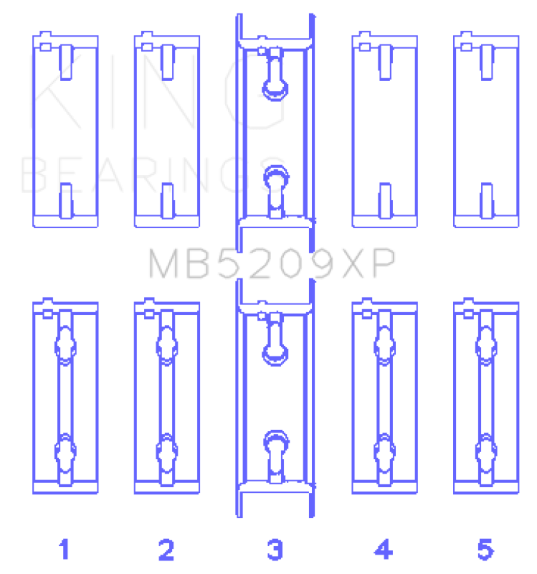 Picture of King Engine Bearings Mitsubishi 4G63 / 4G64 EVO I-IV 1992 (Size .025mm) Performance Main Bearing Set