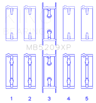 Picture of King Engine Bearings Mitsubishi 4G63 / 4G64 EVO I-IV 1992 (Size .025mm) Performance Main Bearing Set