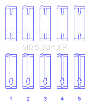 Picture of King Engine Bearings Mazda B6/B6-T/ZM/B3/B5 (Size +.025) Main Bearing Set