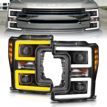 Picture of ANZO LED Headlights 17-18 Ford F-250 Super Duty Plank-Style L.E.D. Headlight Black (Pair)