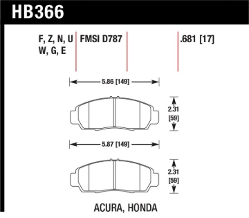 Picture of Hawk 04+ Accord TSX / 99-08 TL / 01-03 CL / 08+ Honda Accord EX HP+ Street Front Brake Pads