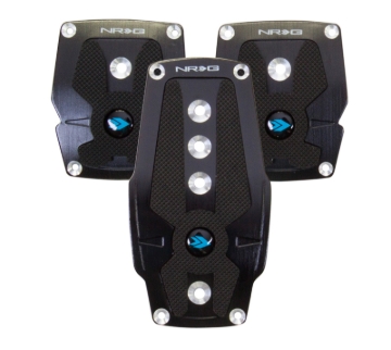 Picture of NRG Brushed Aluminum Sport Pedal M/T - Black w/Black Rubber Inserts