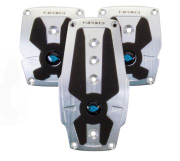 Picture of NRG Brushed Aluminum Sport Pedal M/T - Silver w/Black Rubber Inserts