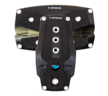 Picture of NRG Brushed Aluminum Sport Pedal A/T - Black w/Black Rubber Inserts