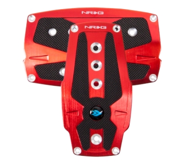 Picture of NRG Brushed Aluminum Sport Pedal A/T - Red w/Black Rubber Inserts