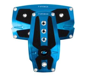 Picture of NRG Brushed Aluminum Sport Pedal A/T - Blue w/Black Rubber Inserts