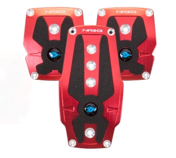 Picture of NRG Brushed Aluminum Sport Pedal M/T - Red w/Black Rubber Inserts