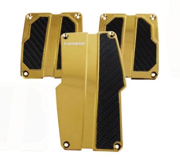 Picture of NRG Brushed Aluminum Sport Pedal M/T - Chrome Gold w/Black Carbon