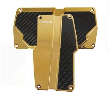 Picture of NRG Brushed Aluminum Sport Pedal A/T - Chrome Gold w/Black Carbon