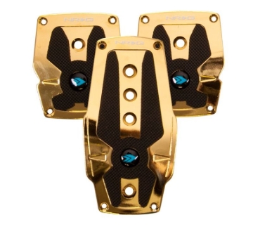Picture of NRG Aluminum Sport Pedal M/T - Chrome Gold w/Black Rubber Inserts