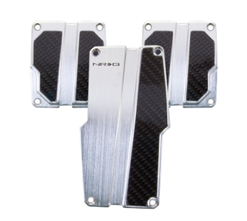 Picture of NRG Brushed Aluminum Sport Pedal M/T - Silver w/Black Carbon