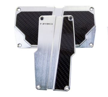 Picture of NRG Brushed Aluminum Sport Pedal A/T - Silver w/Black Carbon