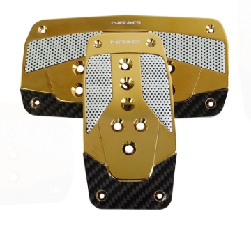 Picture of NRG Aluminum Sport Pedal A/T - Red w/Chrome Gold Carbon