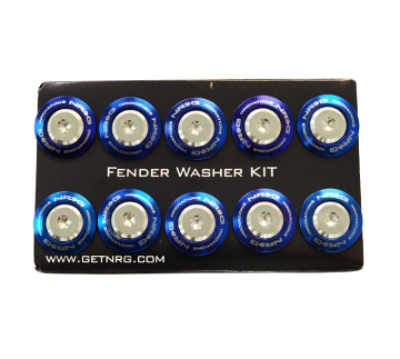 Picture of NRG Fender Washer Kit (TI Series) M6 Bolts/SS For Plastic (Silver Washer/TI Burn Screw) - Set of 10