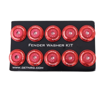 Picture of NRG Fender Washer Kit w/Color Matched M6 Bolt Rivets For Plastic (Red) - Set of 10