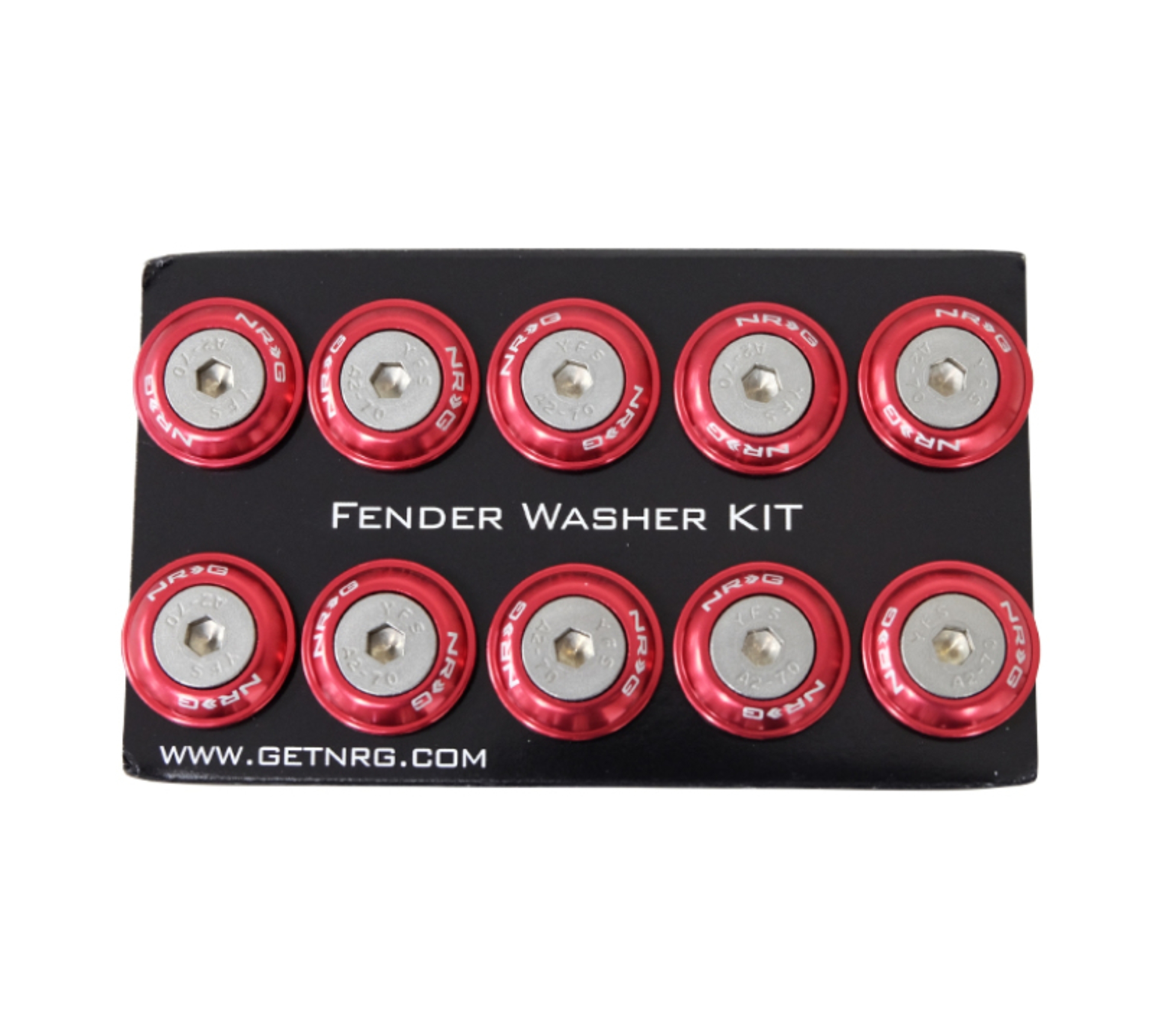 Picture of NRG Fender Washer Kit w/Rivets For Plastic (Red) - Set of 10