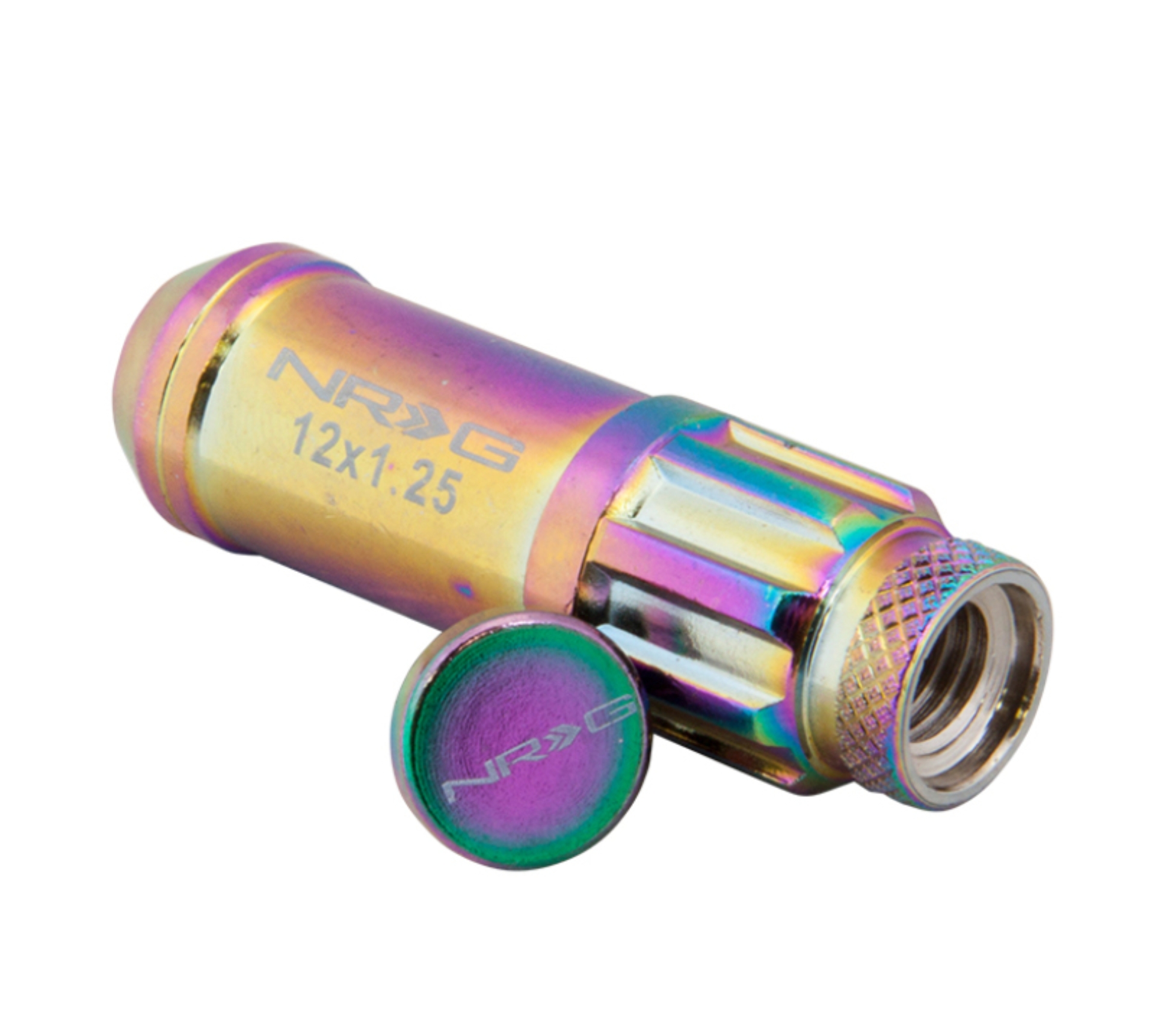 Picture of NRG 700 Series M12 X 1.5 Steel Lug Nut w/Dust Cap Cover Set 21 Pc w/Locks & Lock Socket - Neochrome