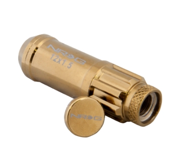 Picture of NRG 700 Series M12 X 1.5 Steel Lug Nut w/Dust Cap Cover Set 21 Pc w/Locks & Socket - Chrome Gold