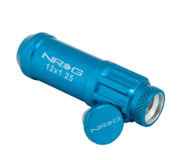 Picture of NRG 700 Series M12 X 1.25 Steel Lug Nut w/Dust Cap Cover Set 21 Pc w/Locks & Lock Socket - Blue