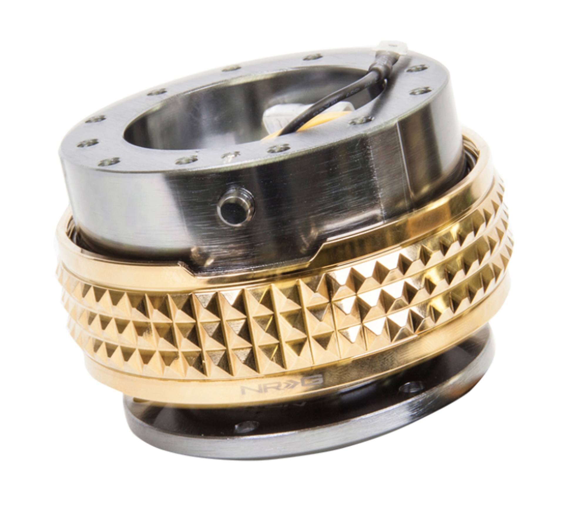 Picture of NRG Quick Release Kit - Pyramid Edition - Gunmetal Body / Chrome Gold Pyramid Ring