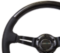 Picture of NRG Carbon Fiber Steering Wheel (350mm / 1.5in. Deep) Leather Trim w/Blk Stitch & Slit Cutout Spokes