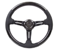 Picture of NRG Carbon Fiber Steering Wheel (350mm / 1.5in. Deep) Leather Trim w/Blk Stitch & Slit Cutout Spokes