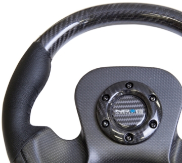 Picture of NRG Carbon Fiber Steering Wheel (320mm) CF Center Plate & Two-Tone Carbon w/Leather Trim Handles
