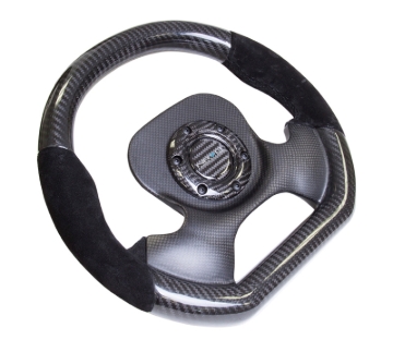 Picture of NRG Carbon Fiber Steering Wheel (320mm) CF Center Plate & Two-Tone Carbon w/Suede Trim Handles