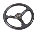 Picture of NRG Carbon Fiber Steering Wheel (350mm / 1.5in. Deep) Leather Trim w/Blk Stitch & Slit Cutout Spokes