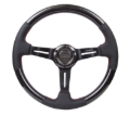 Picture of NRG Carbon Fiber Steering Wheel (350mm /1.5in. Deep) Leather Trim w/Red Stitch & Slit Cutout Spokes