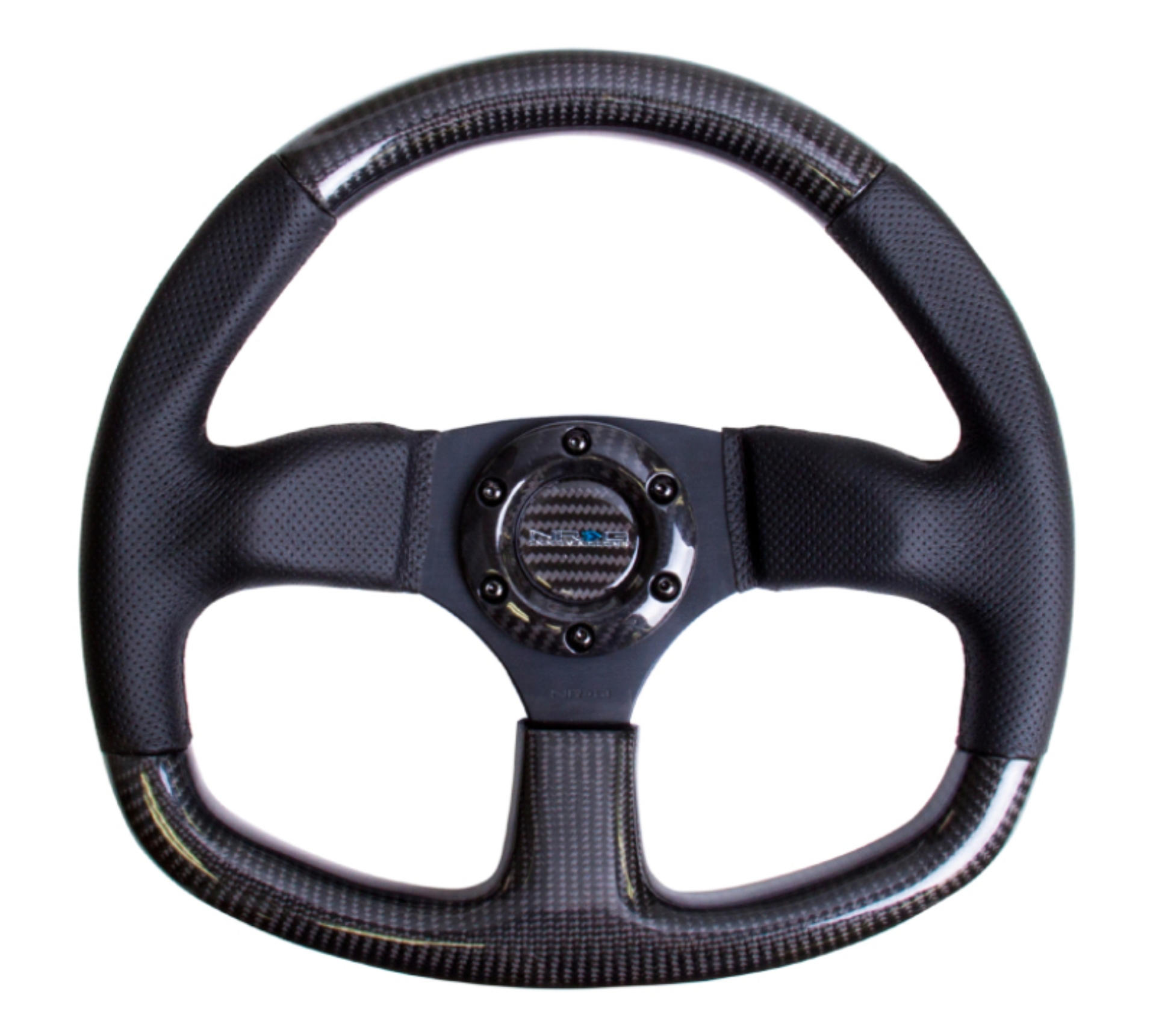 Picture of NRG Carbon Fiber Steering Wheel (320mm) Flat Bottom & Leather Trim w/Black Stitching