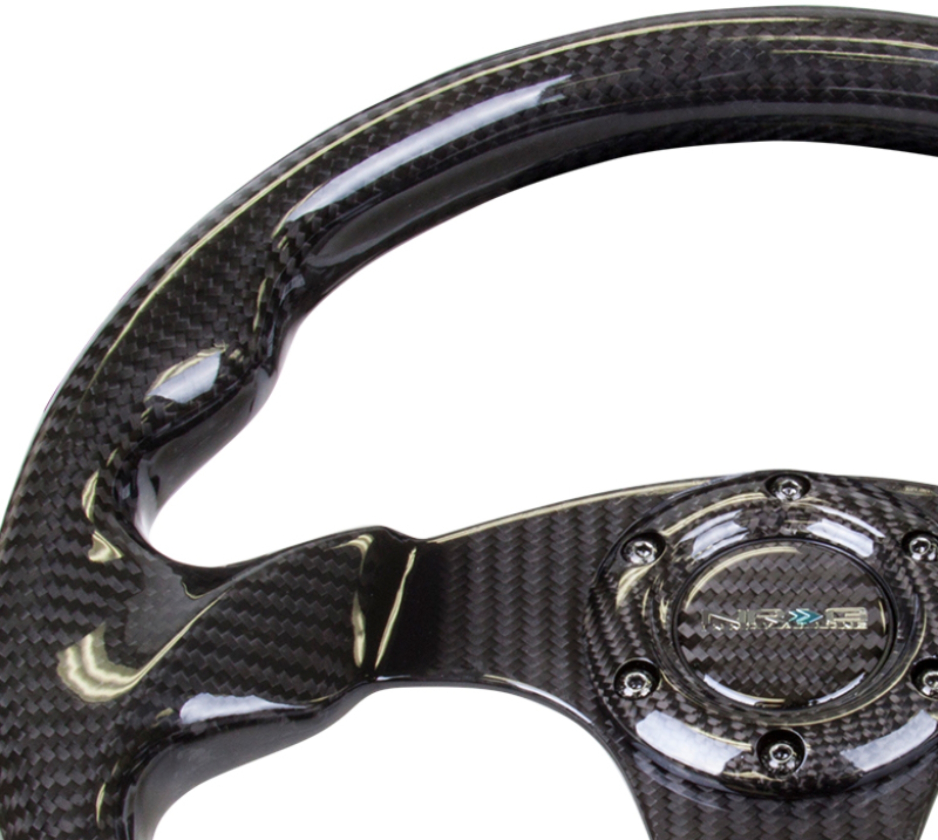 Picture of NRG Carbon Fiber Steering Wheel (320mm) Flat Bottom w/Shiny Black Carbon