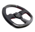 Picture of NRG Carbon Fiber Steering Wheel (320mm) Flat Bottom & Leather Trim w/Red Stitching