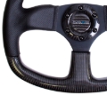 Picture of NRG Carbon Fiber Steering Wheel (320mm) Flat Bottom & Leather Trim w/Black Stitching