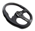Picture of NRG Carbon Fiber Steering Wheel (350mm) Oval Shape Black w/Leather Trim