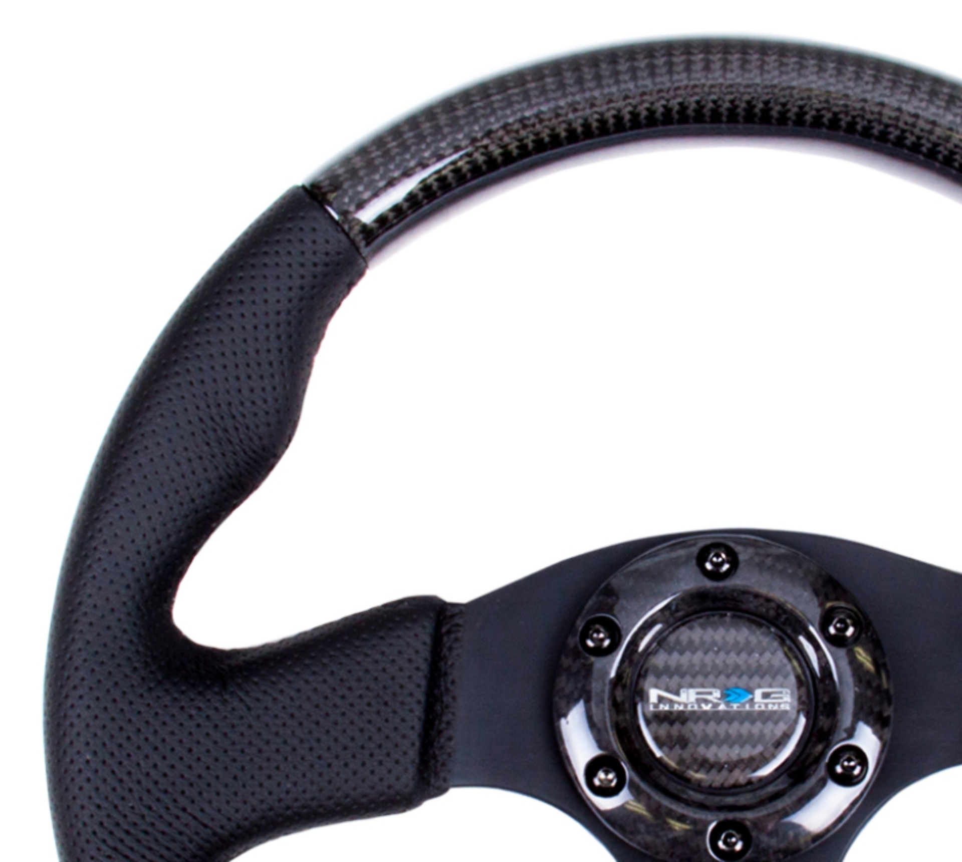 Picture of NRG Carbon Fiber Steering Wheel (315mm) Leather Trim w/Black Stitching