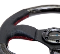 Picture of NRG Carbon Fiber Steering Wheel (320mm) Flat Bottom & Leather Trim w/Red Stitching