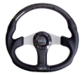 Picture of NRG Carbon Fiber Steering Wheel (350mm) Silver Oval Shape w/Leather Trim
